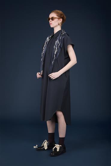KNITTED POLO MIDI DRESS DK BLUE