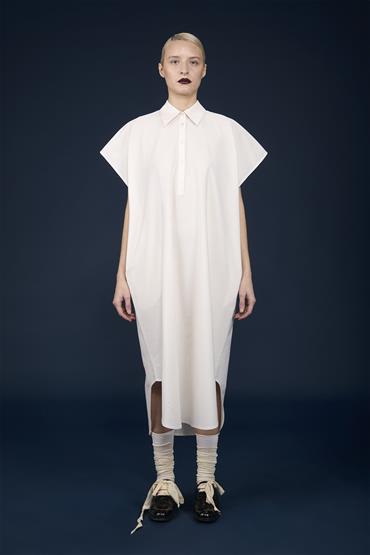 KNITTED POLO MIDI DRESS OFF WHITE