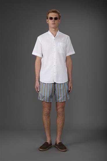 SWIM TRUNK DK BLUE/BEIGE
