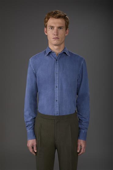 FRENC COLLAR BACK CARRE SHIRT CERULEAN