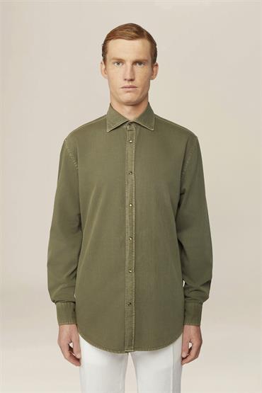 FRENC COLLAR BACK CARRE SHIRT MILITARY