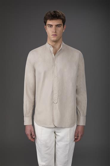 MAO COLLAR HALF BUTTONING SHIRT SAND