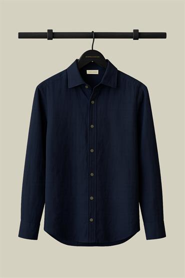 FRENCH COLLAR SHIRT DK BLUE