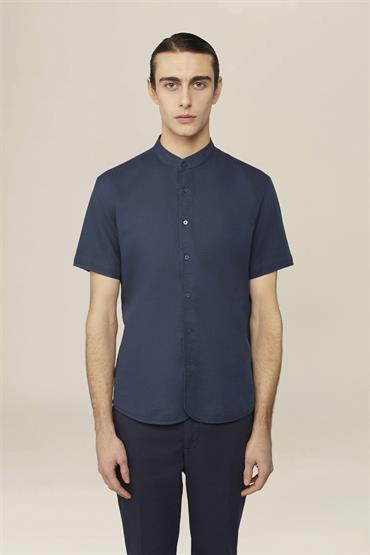 MAO COLLAR SHORT SLEEVES DK BLUE