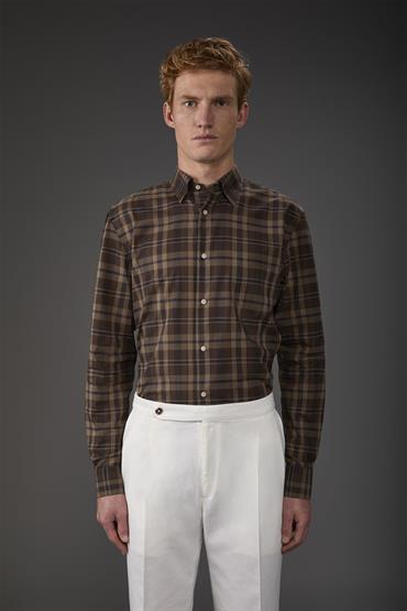BUTTON DOWN COLLAR WITH POCKET BROWN