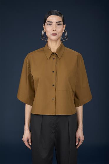 FRENCH COLLAR BAGGY FIT CROPPED NUT