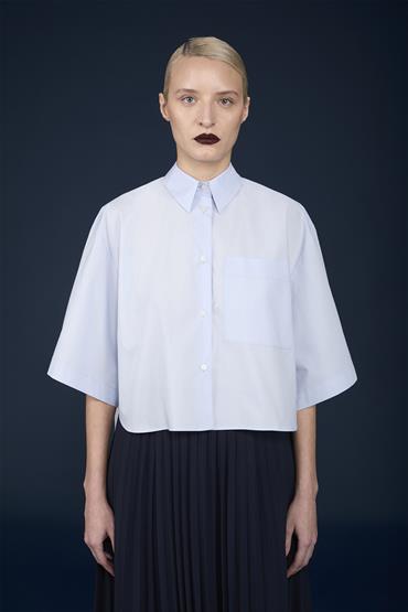 FRENCH COLLAR BAGGY FIT CROPPED SKY
