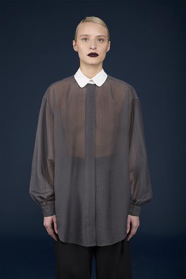 FRENCH COLLAR BAGGY FIT SHIRT GREY
