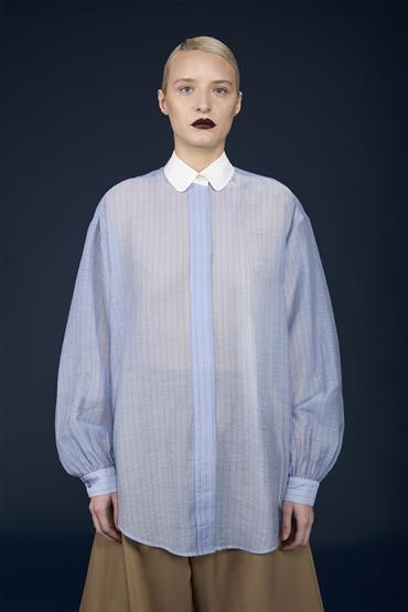 FRENCH COLLAR BAGGY FIT SHIRT SKY