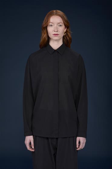 FRENCH COLLAR BAGGY FIT SHIRT BLACK