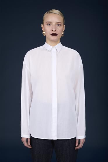 FRENCH COLLAR BAGGY FIT SHIRT WHITE