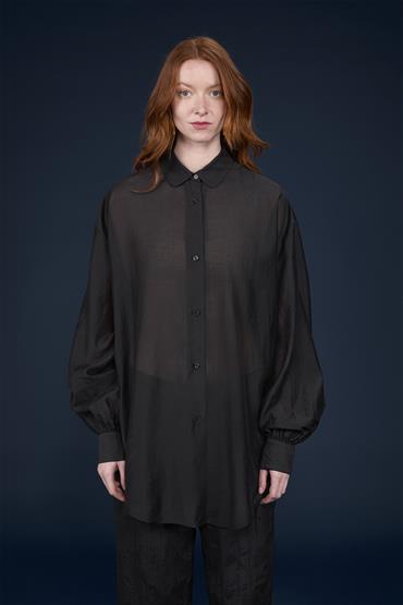 FRENCH COLLAR BAGGY FIT SHIRT BLACK