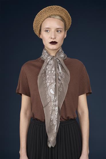 FOULARD 90X90 CM TAUPE/IVORY