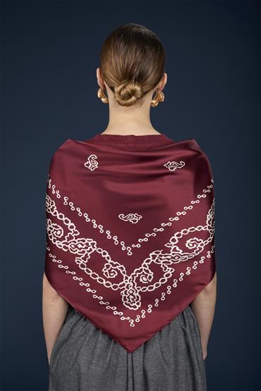 FOULARD 88X88CM BORDEAUX/WHITE