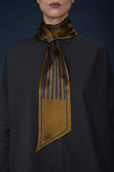 FOULARD 126X11,5 + HANDL 4,5C3 BLUE/TOBACCO
