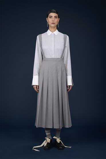 LONGUETTE PLEATED SKIRT W/ SUSPENDERS MD GREY