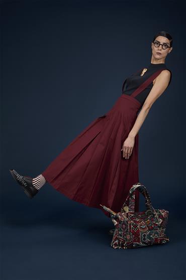 LONGUETTE PLEATED SKIRT W/ SUSPENDERS