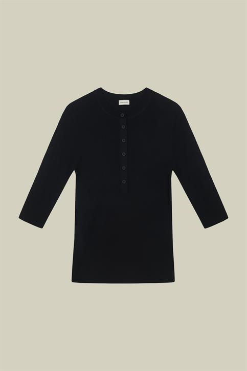 HENLEY RIBBED KNITTED SHORT SLEEVES SHIRT
