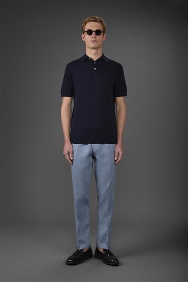 KNITTED POLO S/S BLUE NAVY
