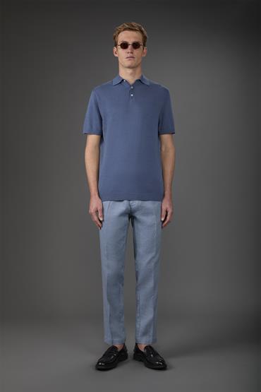 KNITTED POLO S/S CERULEAN