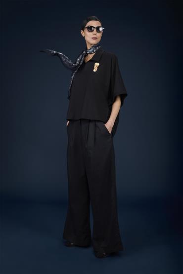 KNITTED POLO S/S BLACK