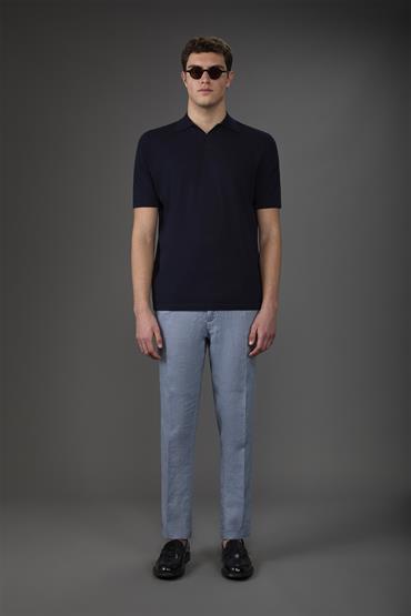 KNITTED POLO DERBY COLLAR S/S BLUE NAVY