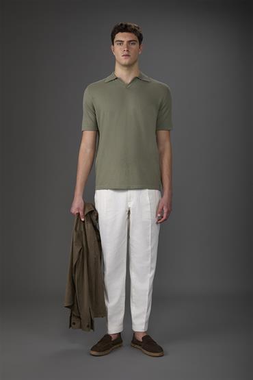 KNITTED POLO DERBY COLLAR S/S SAGE GREEN