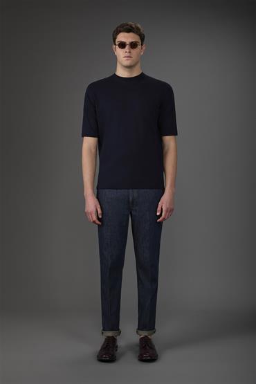 KNITTED TSHIRT S/S BLUE NAVY