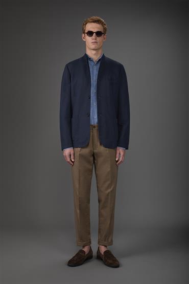 TROUSERS SINGLE PINCES - BACK ELASTIC BEIGE