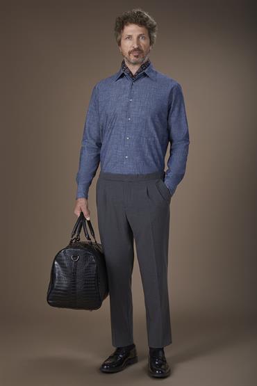 TROUSERS WITH SIDE BUCKLES DK GREY