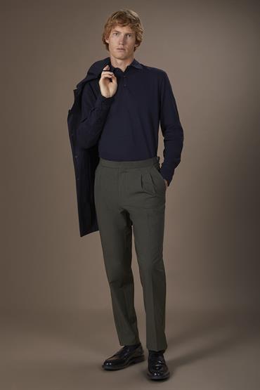 TROUSERS WITH SIDE BUCKLES FOREST GREEN