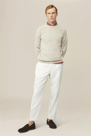 TROUSERS WITH SINGLE PINCES OFF WHITE