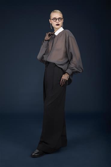 LADY'S PANT WITH INSERTE SATIN BAND ON WAIST BLA