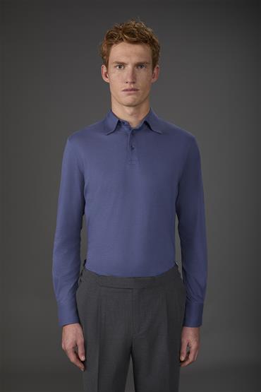 LONG SLEEVES POLO CERULEAN