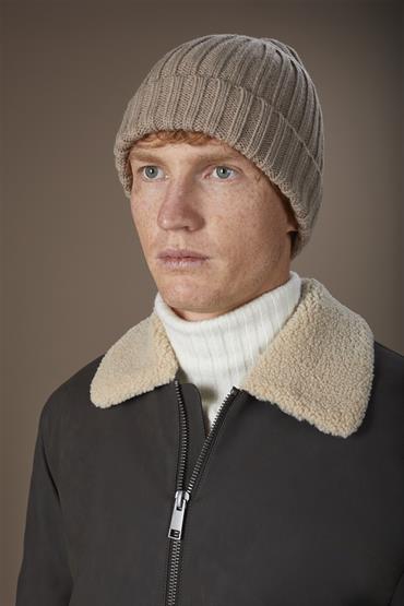 RIB BEANIE HAT LT BEIGE
