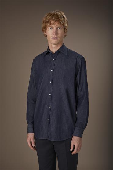 CLASSIC COLLAR BACK CARRÈ SHIRT DK DENIM
