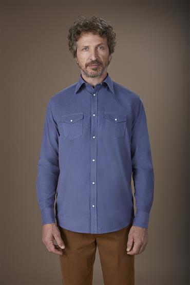 CLASSIC COLLAR CHEST POCKETS SHIRTS CERULEAN