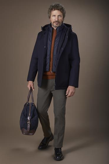 PADDED JACKET WITH INNER FIXED FAKE VEST DK BLUE