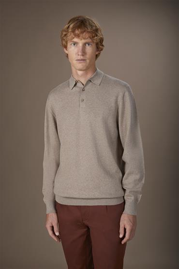 LONG SLEEVES KNITTED POLO BEIGE