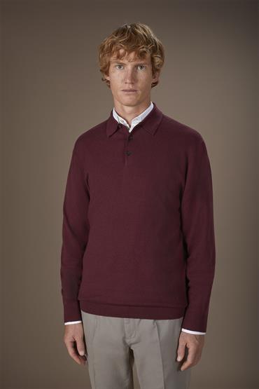 LONG SLEEVES KNITTED POLO BORDEAUX