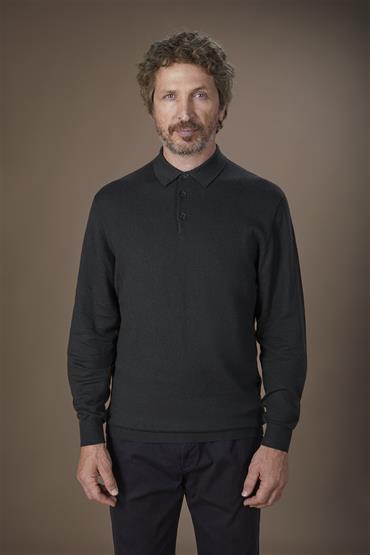 LONG SLEEVES KNITTED POLO FOREST GREEN