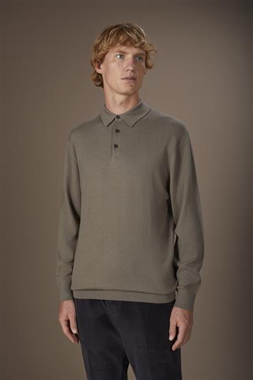 LONG SLEEVES KNITTED POLO TAUPE