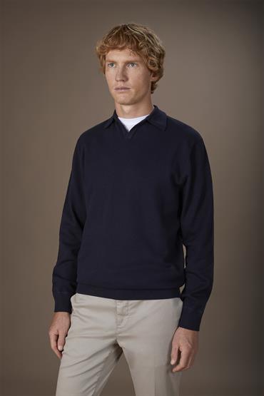 KNIT DERBY COLLAR POLO BLUE NAVY
