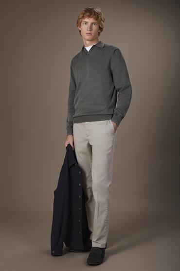 KNIT DERBY COLLAR POLO OLIVE GREEN