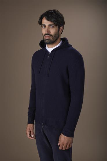 HOODIE FLEECE FULL ZIP DK BLUE