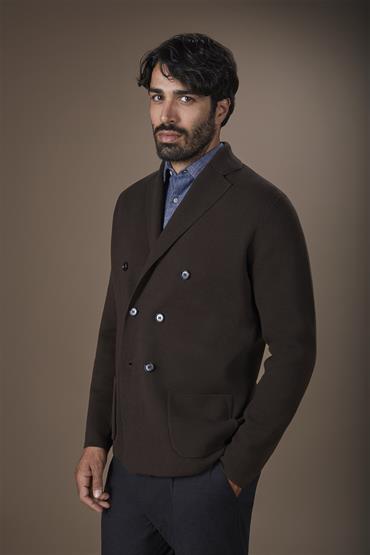 DOUBLE BREASTED CARDIGAN BROWN