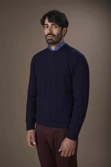 ROUNDNECK KNIT CABLE DK BLUE