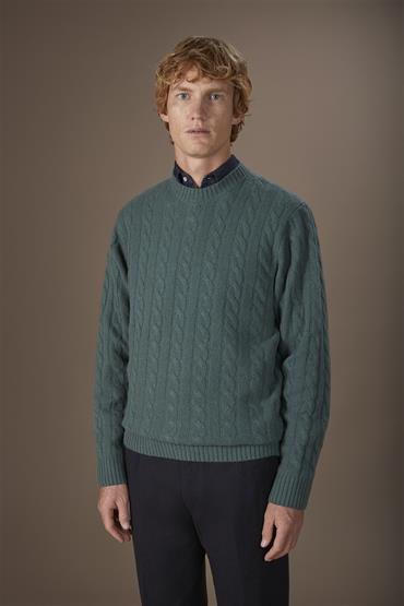 ROUNDNECK KNIT CABLE LT GREEN