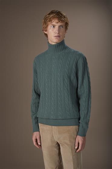 TURTLENECK KNIT CABLE LT GREEN