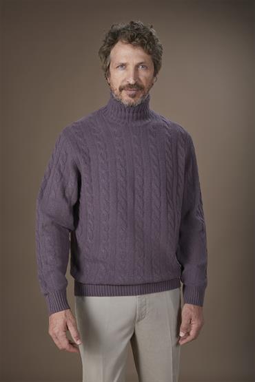 TURTLENECK KNIT CABLE MAUVE